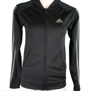 Adidas Women's Black Bomber Jacket with Silver Stripes